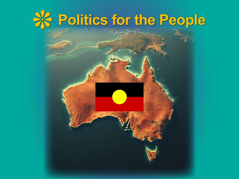 Ariel View of Australia with Australian Aboriginal Flag