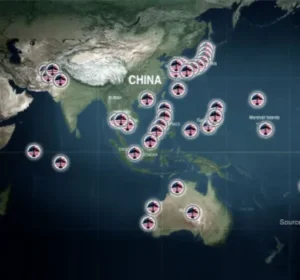 US military bases surrounding China.